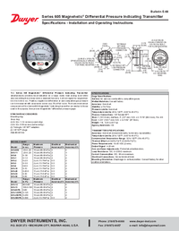 Thumbnail of document Manual - 605 Magnehelic Differential Pressure Indicating Transmitter